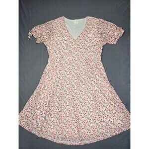Vintage-Inspired Sirenlily Floral Dress L Pink White Rose Cottagecore Romantic